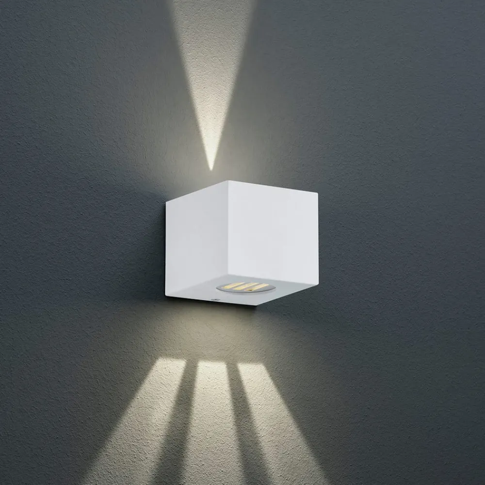 Væglamper ^ Reality Leuchten Kantet udendørs LED-væglampe Cordoba, mørkegrå