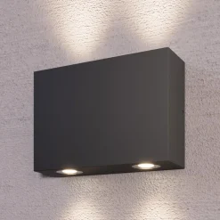 Væglamper ^ Lucande Kantet udendørs væglampe Henor med 4 LED
