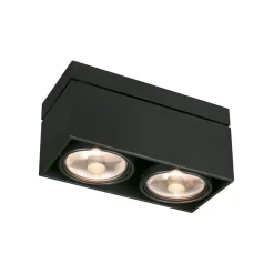 Udendørs Loftlamper ^ SLV Kardamod loftlampe, sort, stål, længde 31,5 cm, 2 lyskilder.