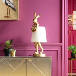 KARE Bordlamper > Animal Rabbit bordlampe, guld/hvid, 68 cm, E14