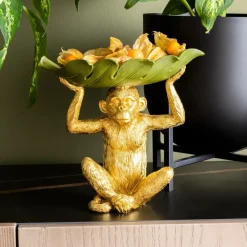 Møbel Og Interiør ^ KARE Banana Leaf dekorativ skål, guld/grøn, håndmalet