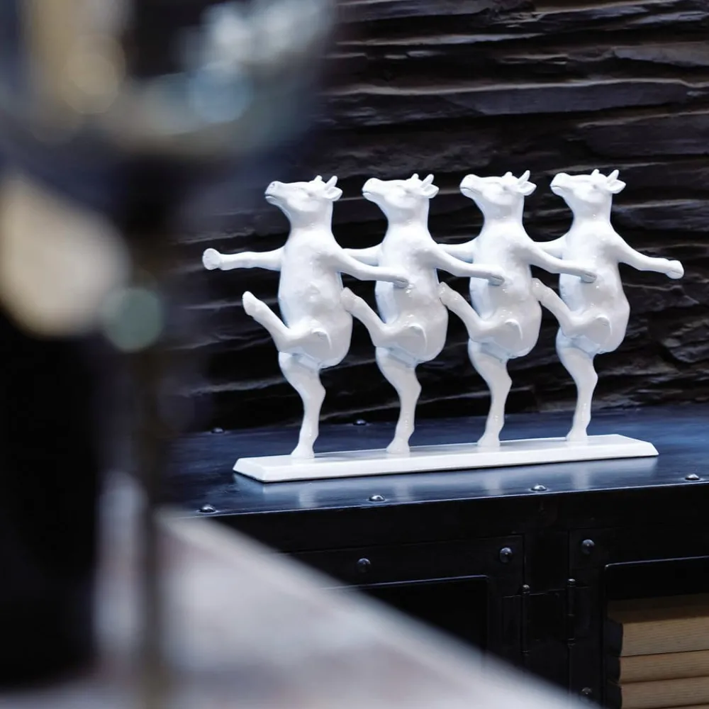 KARE Møbel Og Interiør > Dancing Cows dekorativ figur, hvid, polyresin, højde 23 cm