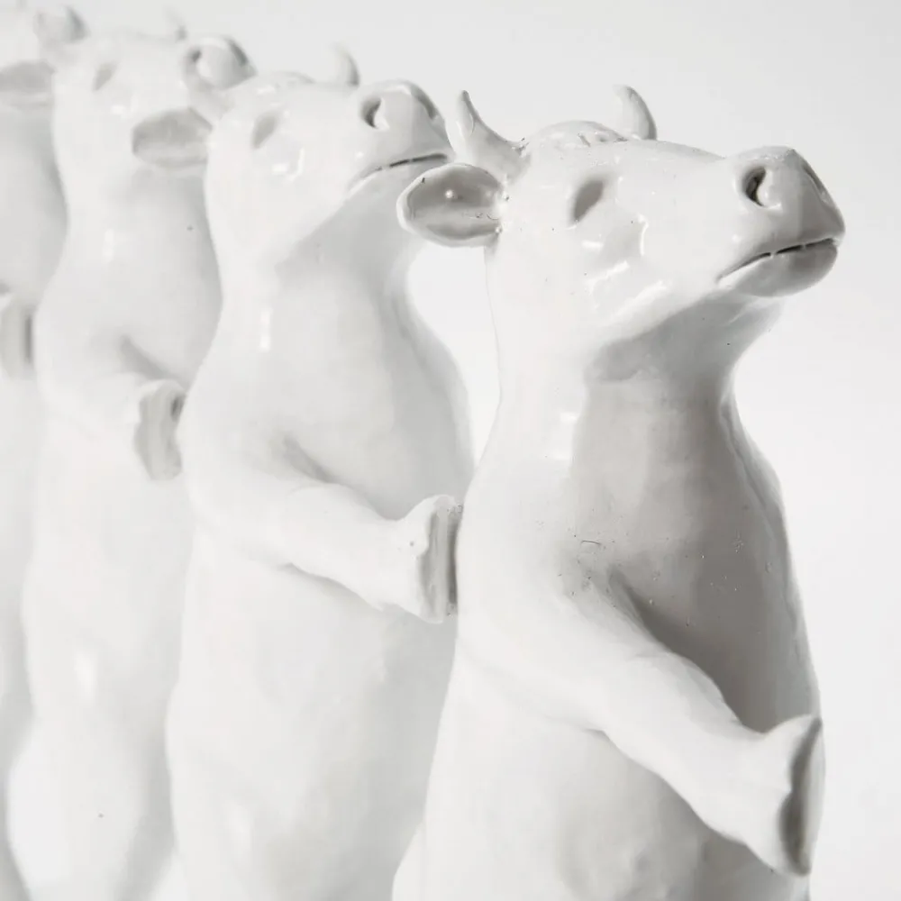 KARE Møbel Og Interiør > Dancing Cows dekorativ figur, hvid, polyresin, højde 23 cm