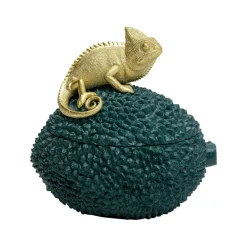 Møbel Og Interiør ^ KARE dekorationsæske Chameleon, højde 20 cm, mørkegrøn, guld