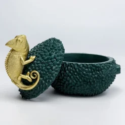 Møbel Og Interiør ^ KARE dekorationsæske Chameleon, højde 20 cm, mørkegrøn, guld