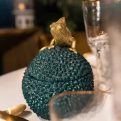 Møbel Og Interiør ^ KARE dekorationsæske Chameleon, højde 20 cm, mørkegrøn, guld