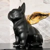 KARE Møbel Og Interiør > dekorativ figur Siddende engel hund, sort/guld, stentøj