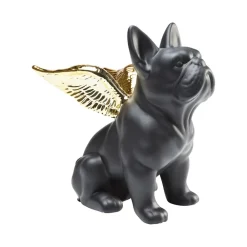 KARE Møbel Og Interiør > dekorativ figur Siddende engel hund, sort/guld, stentøj