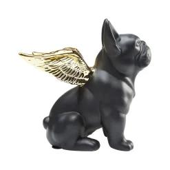 KARE Møbel Og Interiør > dekorativ figur Siddende engel hund, sort/guld, stentøj
