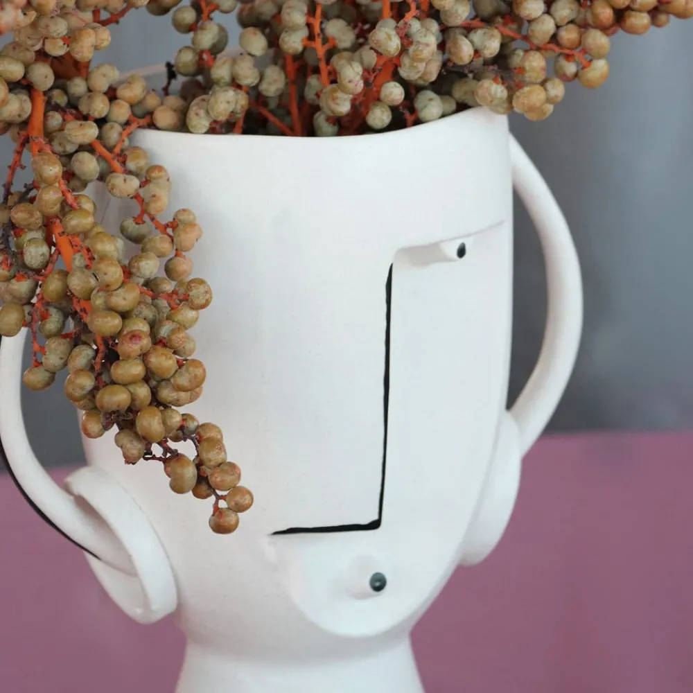 KARE Møbel Og Interiør > Face Pot-vase, højde 30 cm, glaseret stentøj, bemalet