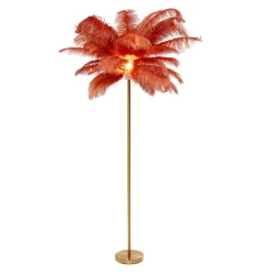 KARE Gulvlamper|Gulvlamper > Feather Palm gulvlampe med fjer, rustrød