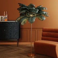 Gulvlamper|Gulvlamper ^ KARE Feather Palm gulvlampe med fjer, grøn
