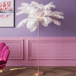 Gulvlamper|Gulvlamper ^ KARE Feather Palm gulvlampe med fjer, hvid