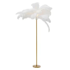 Gulvlamper|Gulvlamper ^ KARE Feather Palm gulvlampe med fjer, hvid