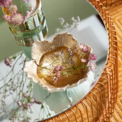 KARE Møbel Og Interiør > Flower Bloom dekorativ skål, creme/guld, håndlavet