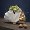 KARE Møbel Og Interiør > Ginkgo Elegance-vase, højde 18 cm, stentøj, hvid, guld