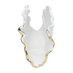 KARE Møbel Og Interiør > Ginkgo Elegance-vase, højde 18 cm, stentøj, hvid, guld