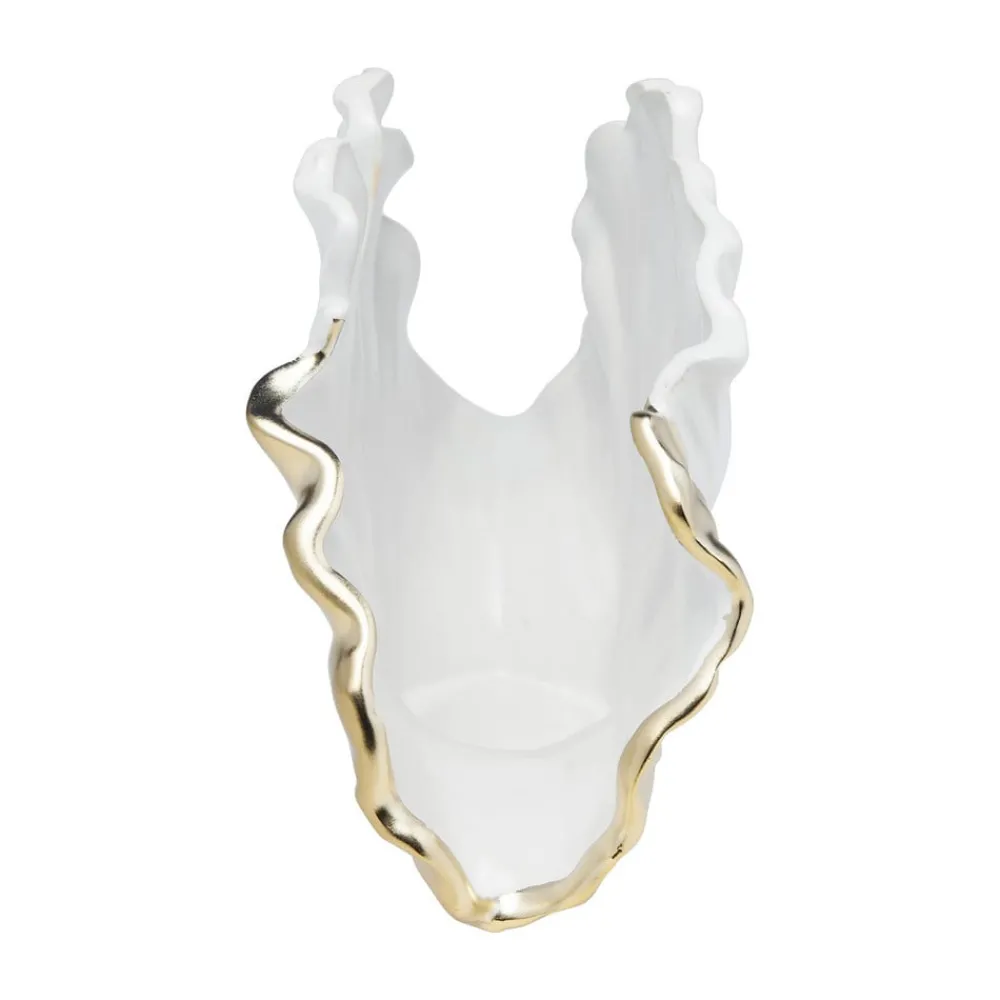 KARE Møbel Og Interiør > Ginkgo Elegance-vase, højde 18 cm, stentøj, hvid, guld