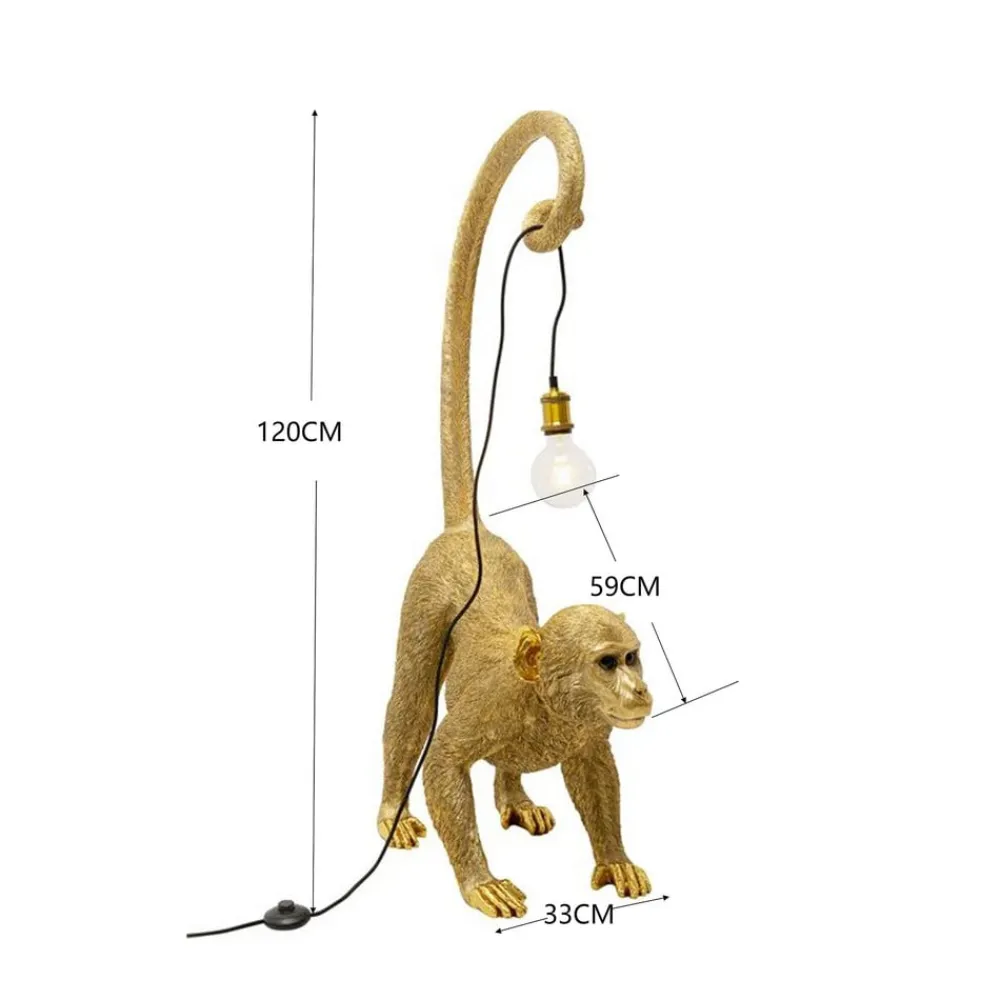 Gulvlamper ^ KARE gulvlampe Monkey Dance, guldfarvet, 120 cm, E27