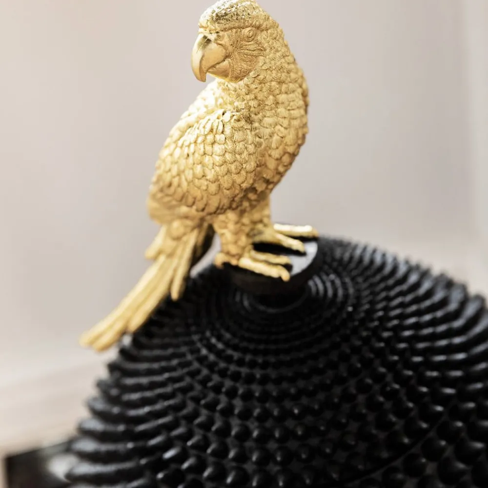 KARE Møbel Og Interiør > Papegøjedekorationsæske, højde 40 cm, polyresin, sort, guld