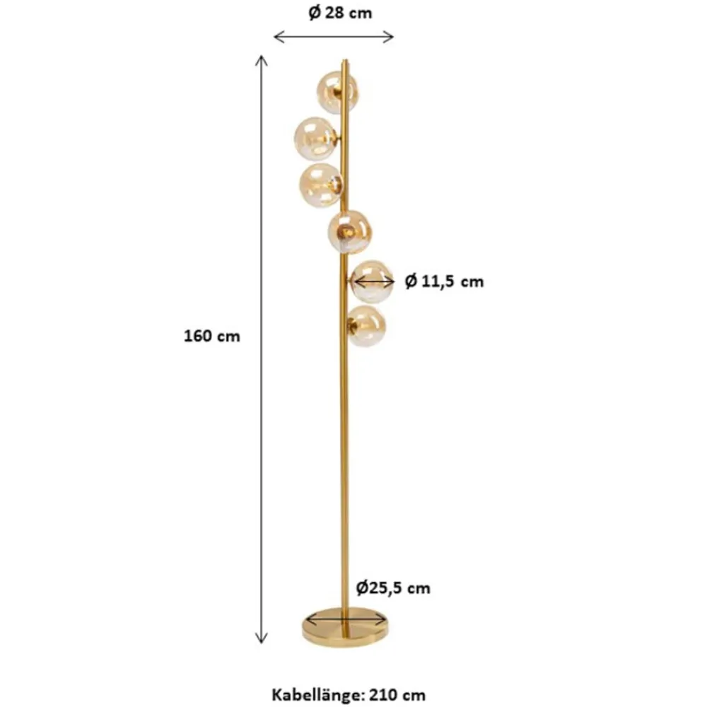 Gulvlamper|Gulvlamper ^ KARE Scala Balls gulvlampe, seks lys, guld