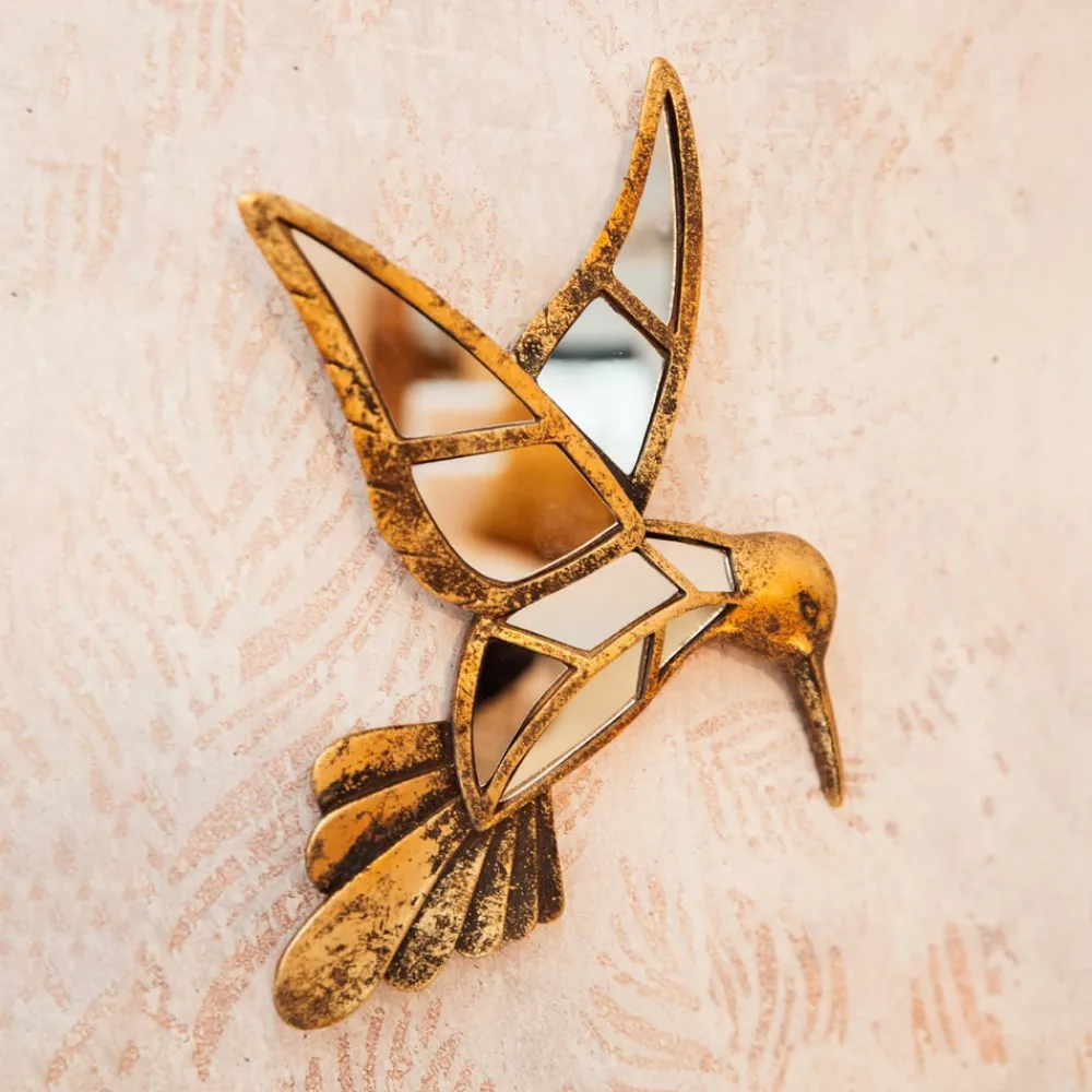 Møbel Og Interiør ^ KARE vægobjekt Hummingbird Mirror, polyresin, glas, guld