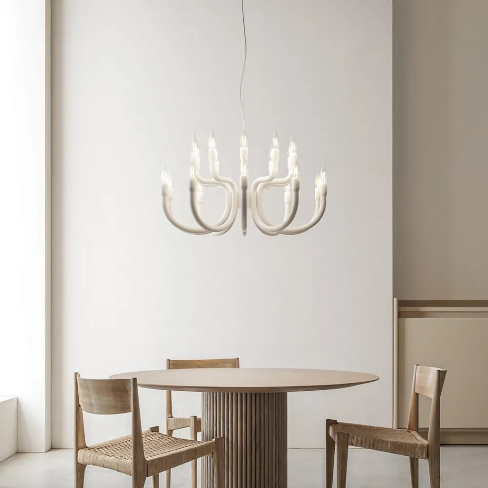 Karman Lysekroner > Snoob lysekrone, hvid, Ø 73 cm, aluminium, 20-lys.