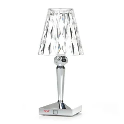 Dekorationsbelysning ^ Kartell LED-bordlampe Batteri, 26 cm, kromfarvet, IP54