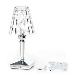 Dekorationsbelysning ^ Kartell LED-bordlampe Batteri, 26 cm, kromfarvet, IP54