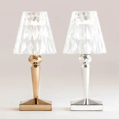 Dekorationsbelysning ^ Kartell LED-bordlampe Batteri, 26 cm, kromfarvet, IP54