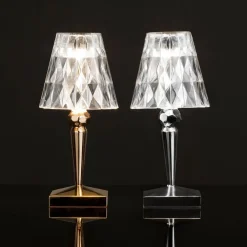 Dekorationsbelysning ^ Kartell LED-bordlampe Batteri, 26 cm, kromfarvet, IP54