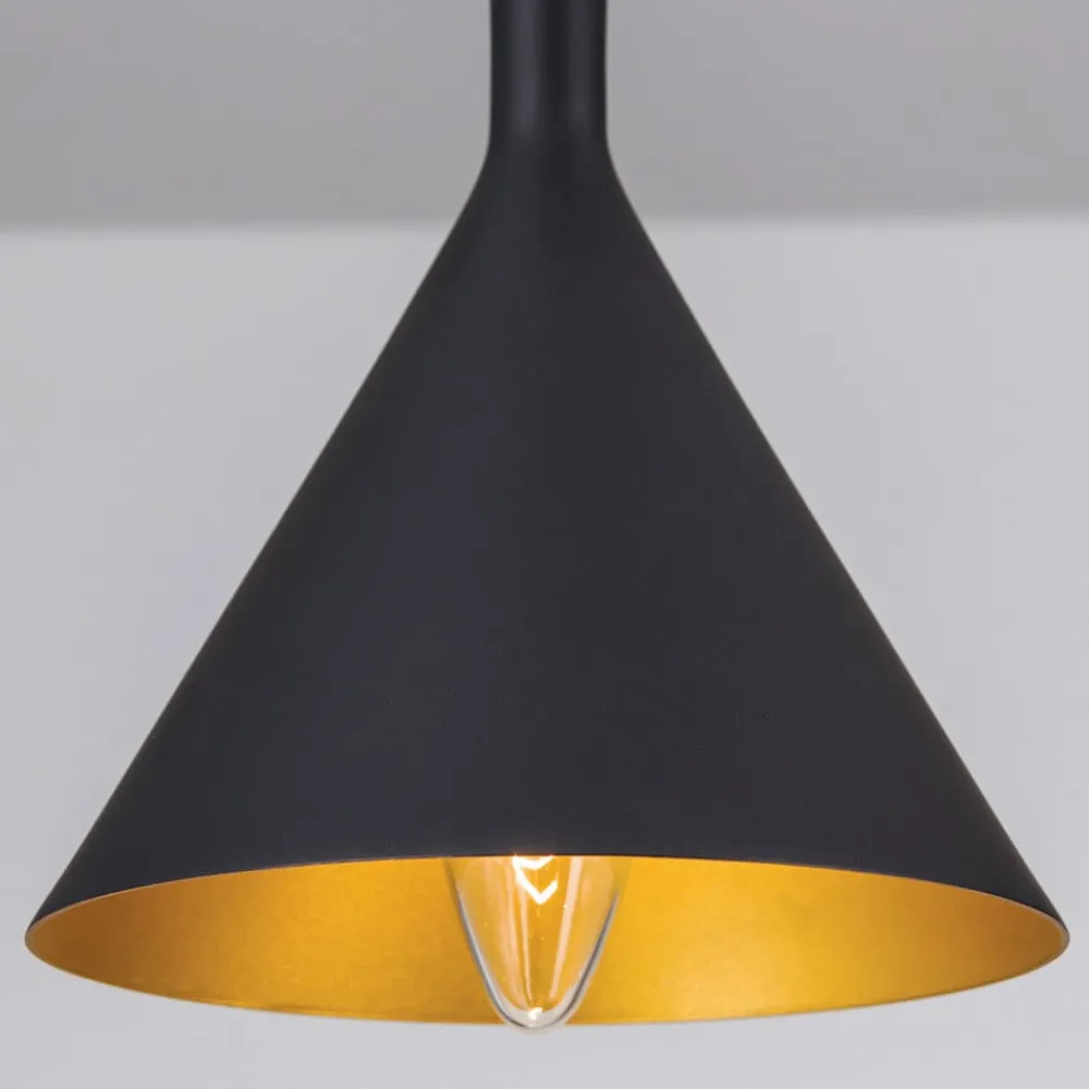 Pendellamper ^ ORION Kegleformet pendellampe Gunda i sort-guld