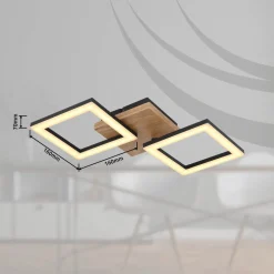 Globo Loftlamper > Kerry LED-loftlampe, længde 46 cm, sort/mørkebrun