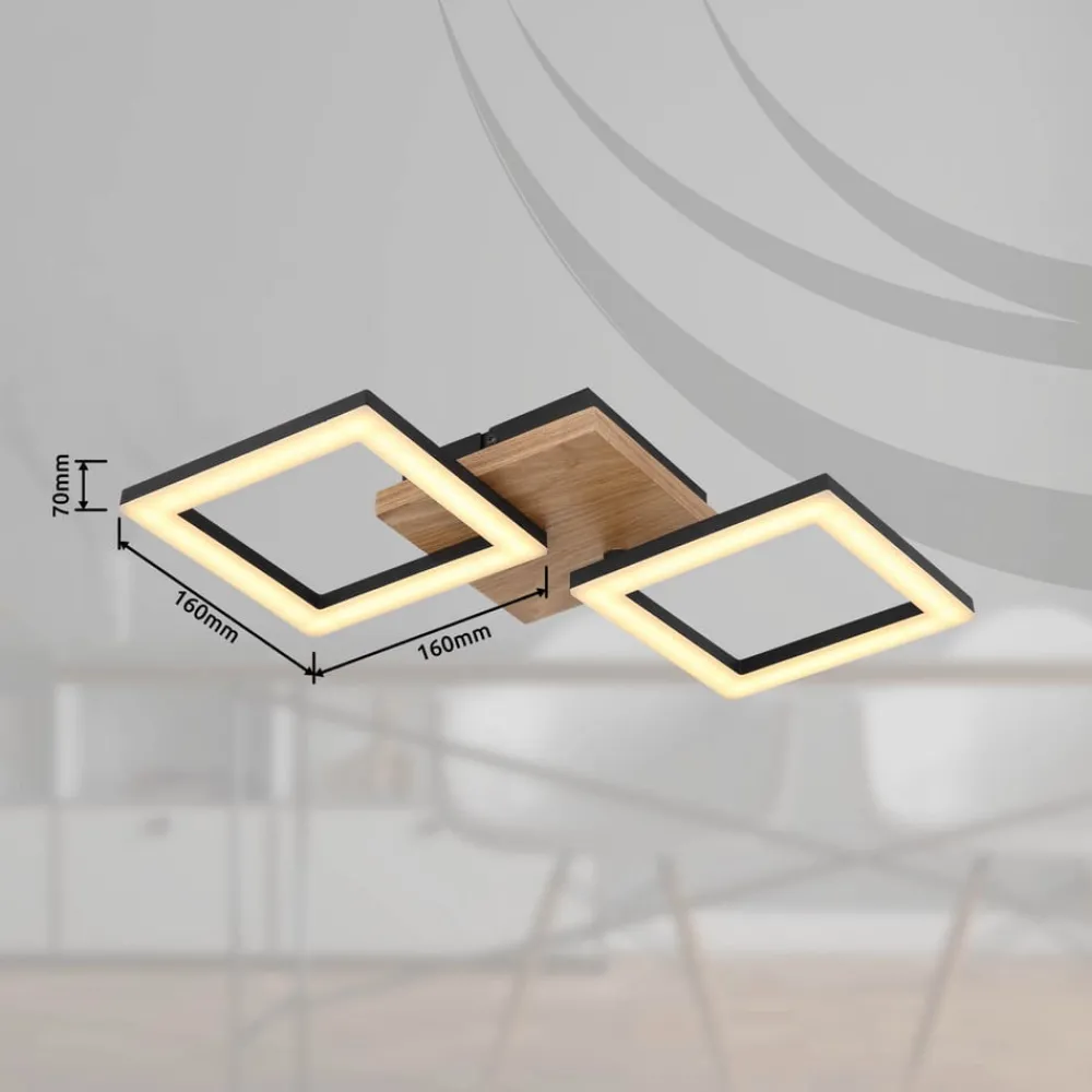 Globo Loftlamper > Kerry LED-loftlampe, længde 46 cm, sort/mørkebrun