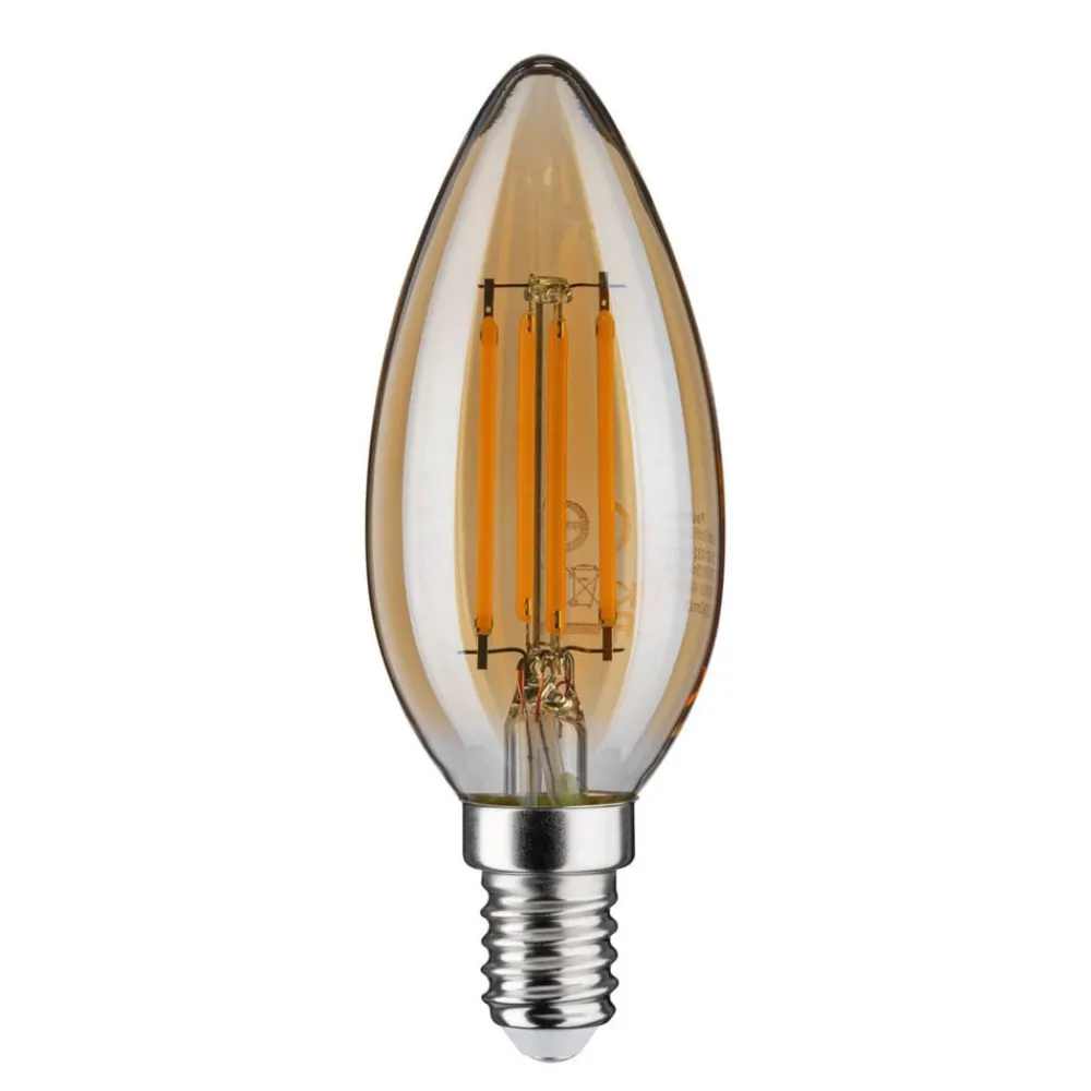 Paulmann Dæmpbar Led-Pære|Filament Pære > Kertepære E14 4,7W 2.500K guld, dæmpbar