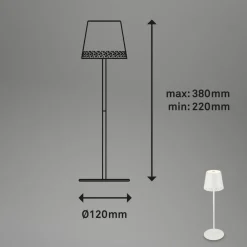 Briloner Dekorationsbelysning|Terrassebelysning > Kiki LED-bordlampe, hvid, IP44, 3.000K