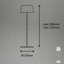 Briloner Terrassebelysning > Kiki LED-bordlampe, mat krom, IP44, 3.000 K, RGBW