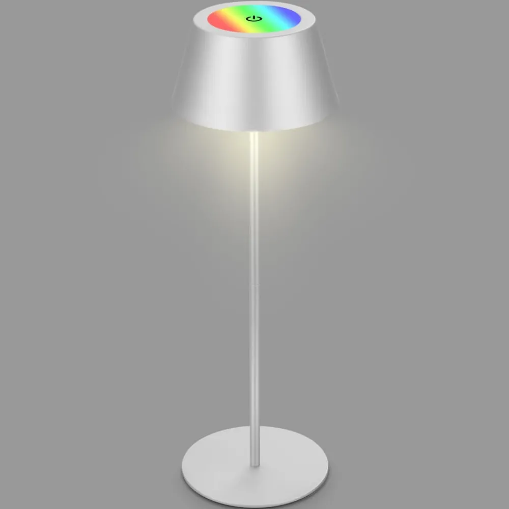 Briloner Terrassebelysning > Kiki LED-bordlampe, mat krom, IP44, 3.000 K, RGBW