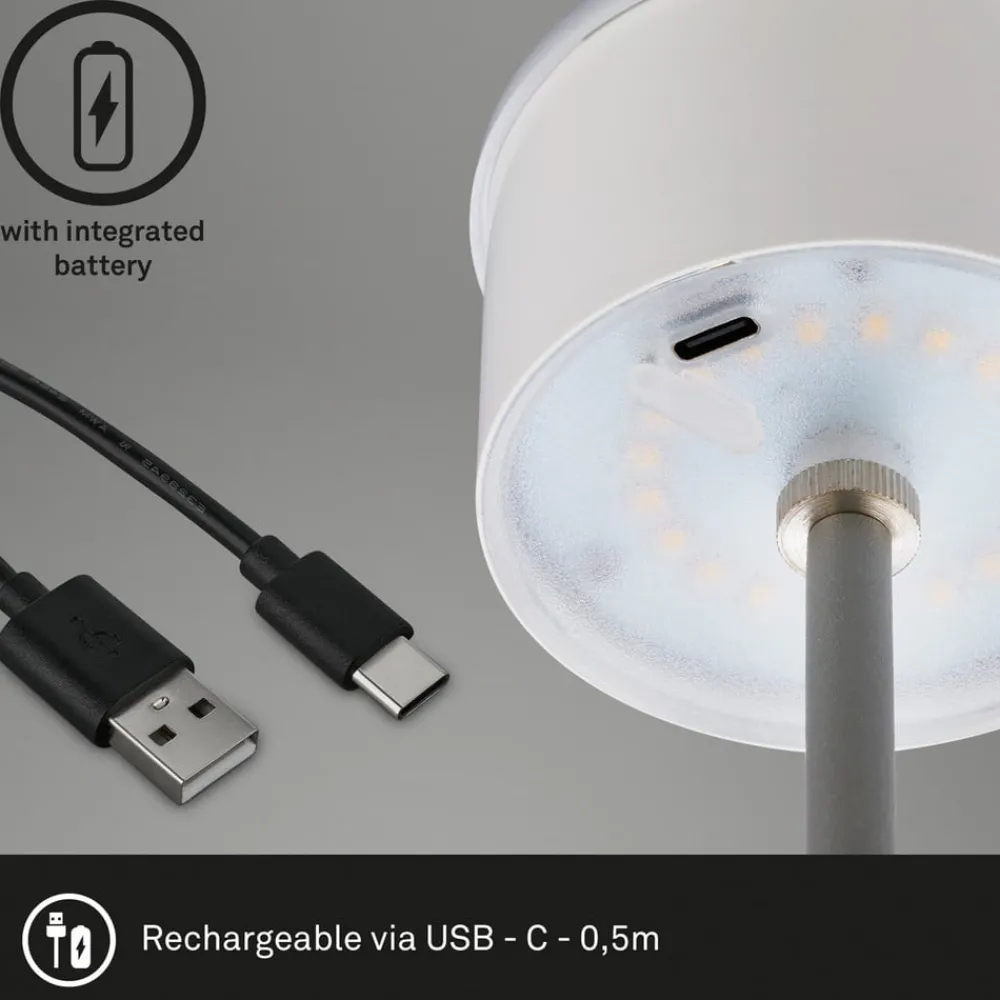 Briloner Terrassebelysning > Kiki LED-bordlampe, mat krom, IP44, 3.000 K, RGBW