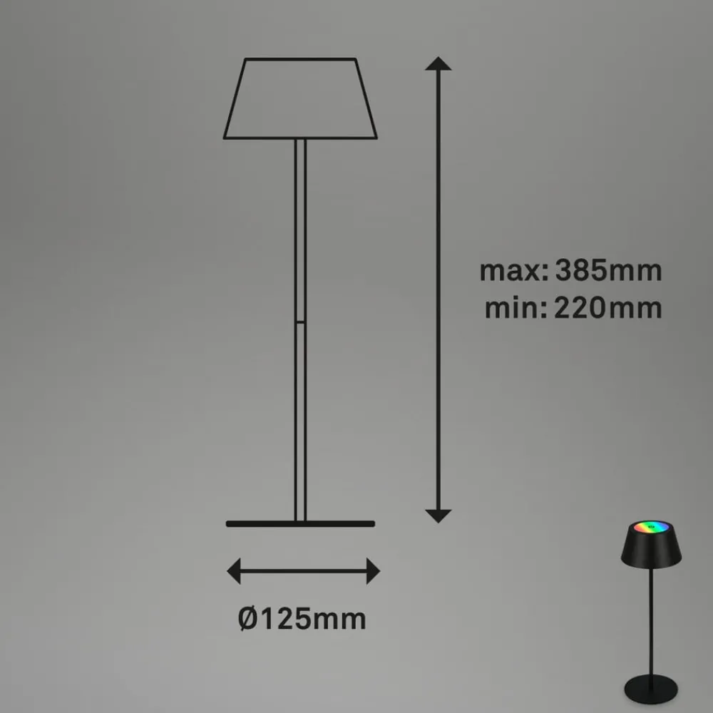 Briloner Terrassebelysning > Kiki LED-bordlampe, sort, IP44, 3.000 K, RGBW