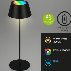 Briloner Terrassebelysning > Kiki LED-bordlampe, sort, IP44, 3.000 K, RGBW