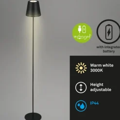 Briloner Terrassebelysning > Kiki LED-gulvlampe, 3.000K, sort, IP44