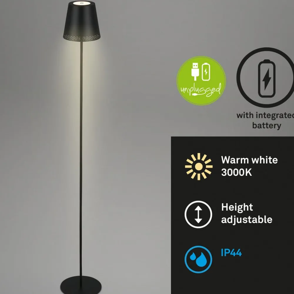 Briloner Terrassebelysning > Kiki LED-gulvlampe, 3.000K, sort, IP44