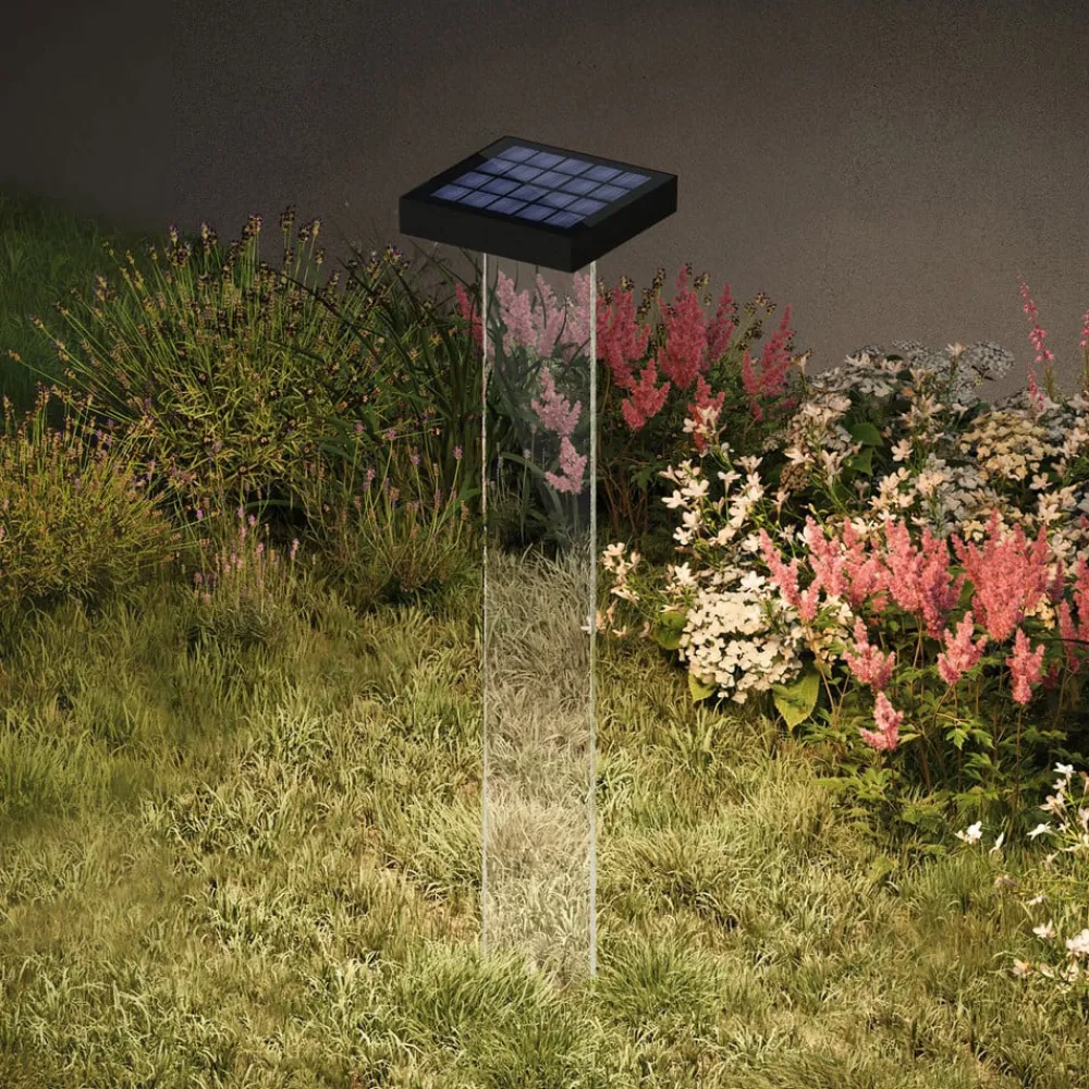 Solcellelamper ^ KLEWE LED-solcellelampe Scotty, klar/antracit, 60 cm, IP65