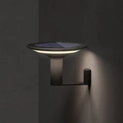 Solcellelamper ^ KLEWE LED-væglampe Keope, antracit, Ø 21 cm aluminium IP65