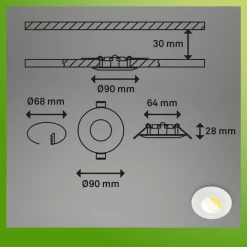 Briloner Loftlamper|Indbygningsspots > Klira indbygningslampe, hvid, Ø 9 cm, IP44, sæt med 3 stk
