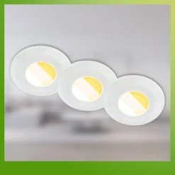 Briloner Loftlamper|Indbygningsspots > Klira indbygningslampe, hvid, Ø 9 cm, IP44, sæt med 3 stk