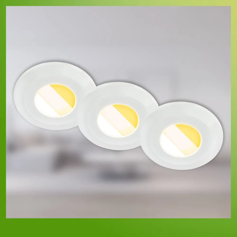 Briloner Loftlamper|Indbygningsspots > Klira indbygningslampe, hvid, Ø 9 cm, IP44, sæt med 3 stk
