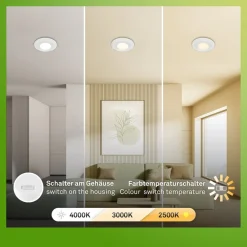 Briloner Loftlamper|Indbygningsspots > Klira indbygningslampe, hvid, Ø 9 cm, IP44, sæt med 3 stk