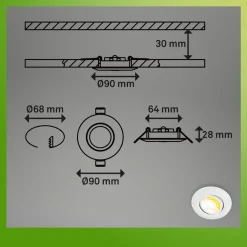Indbygningsspots ^ Briloner Klira indbygningslampe, hvid, Ø 9 cm, drejelig, 3 stk